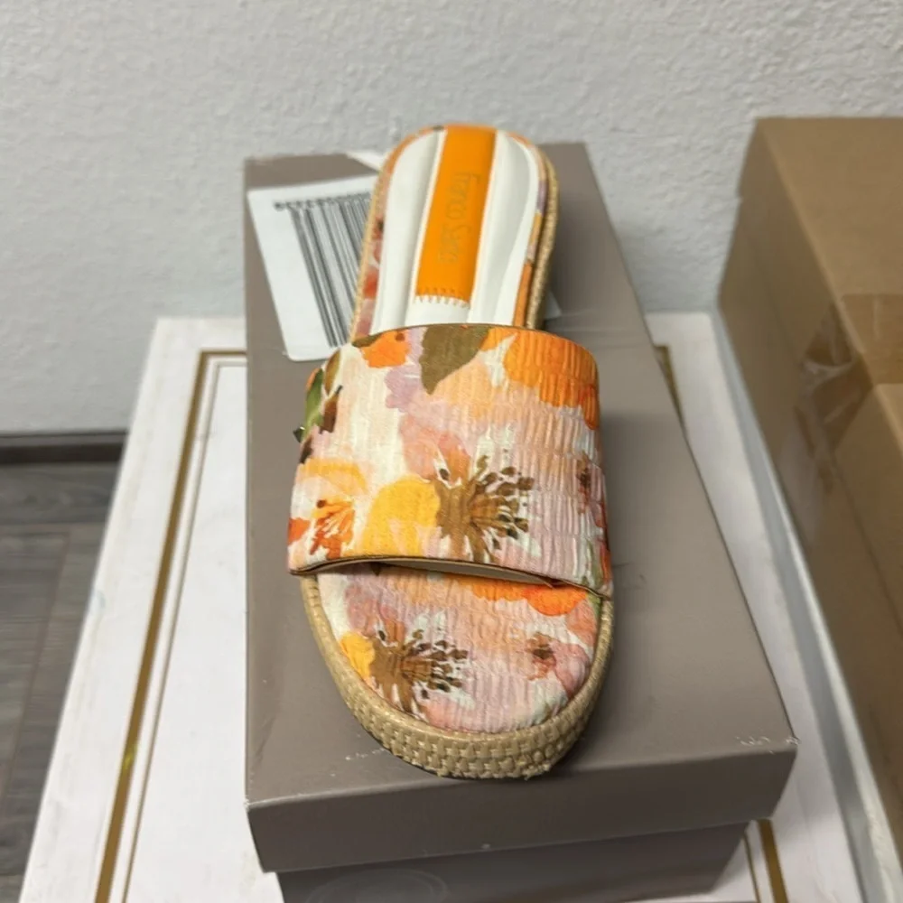 Franco Sarto Pony 3 Floral Print Slide Heels